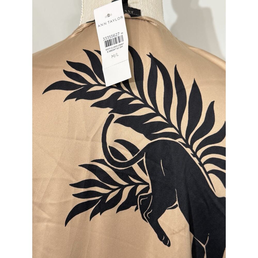 NEW Loft Ann Taylor Duster PANTHER Jungle Kimono Coverup Open Front M/L HTF - Picture 3 of 4